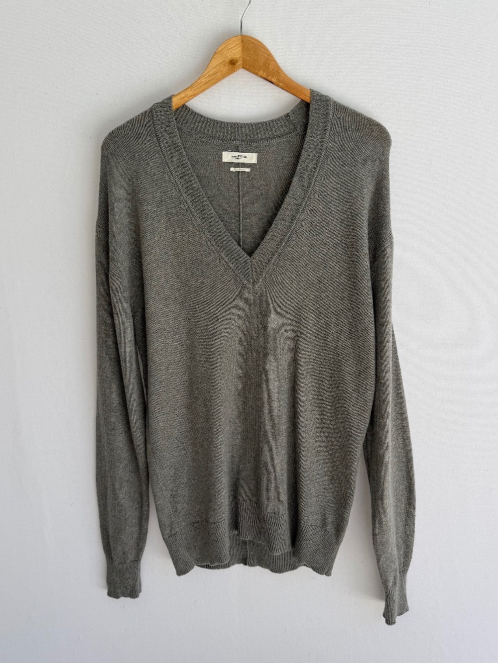 ISABEL ETOILE MARANT Women’s Size EU38 Gray Fine Knit V-neck Cotton Wool Sweater